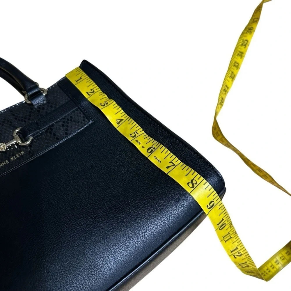 Anne Klein Black Convertible Satchel Hand Bag with Hardware